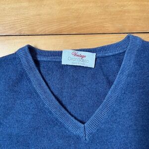 Gran Sasso Vintage Blue 100% Virgin Wool V-Neck Sweater Made in Italy Mens XL